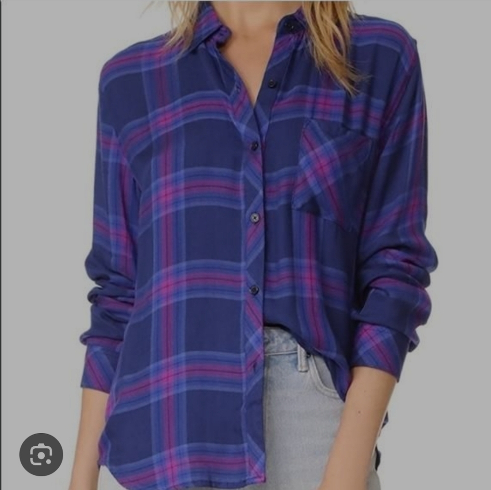 Rails Taitum Preppy Plaid Colorful Button Front Long Sleeve Shirt Small Flannel